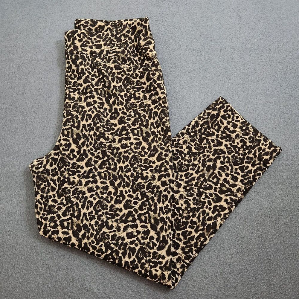 Chico's Perfect Stretch Women 2 US 12 Animal Print Pull On Elastic Ankle Pants